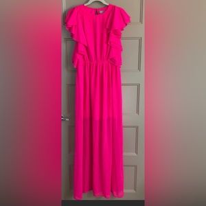 Neon pink ASOS maxi dress